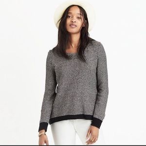 Madewell Riverside Pullover Sweater in Black/White Dotweave High-Low Size Small